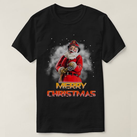 Santa Claus Fireman brandweerman kerstmis T-shirt (Design voorkant)