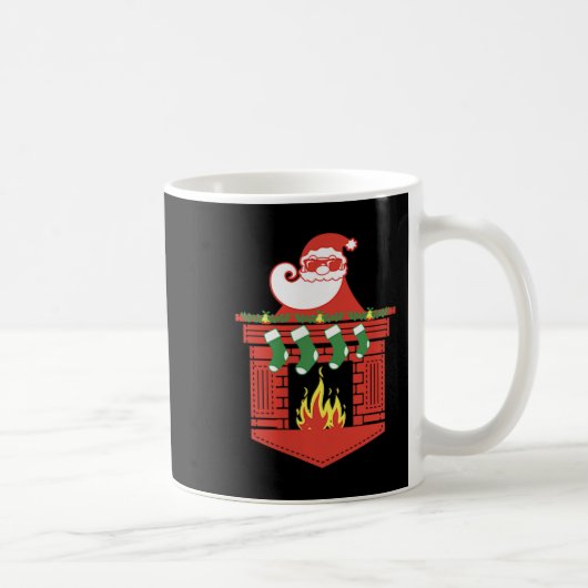 Santa Claus Fireplace Cket Funny Christmas Koffiemok (Rechts)