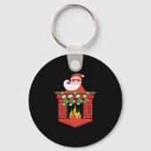 Santa Claus Fireplace Cket Funny Christmas  Sleutelhanger (Voorkant)
