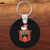 Santa Claus Fireplace Cket Funny Christmas Sleutelhanger (Voorkant)