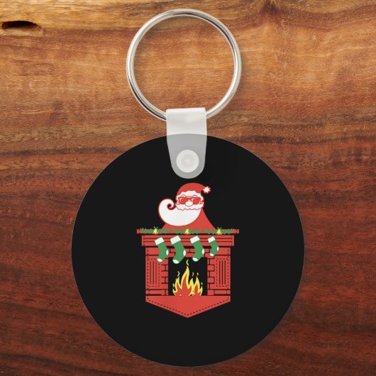 Santa Claus Fireplace Cket Funny Christmas  Sleutelhanger (Voorkant)