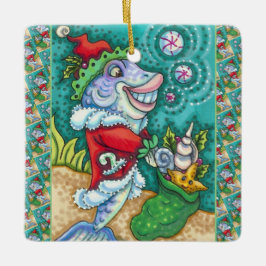 SANTA CLAUS FISH TALES, STARFISH, BAG VAN SEASHELL KERAMISCH ORNAMENT
