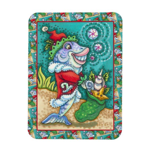 SANTA CLAUS FISH TALES, STARFISH, BAG VAN SEASHELL MAGNEET (Verticaal)