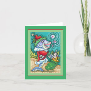 SANTA CLAUS FISH TALES, STARFISH, SEASHELLS blanco Kaart