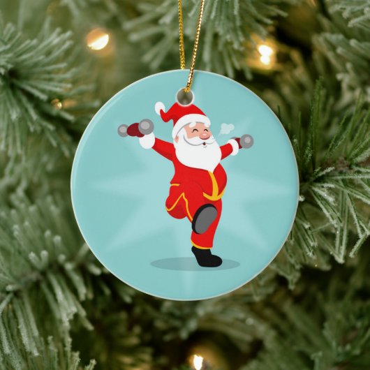 Santa Claus fitnessoefeningen Keramisch Ornament (Boom)