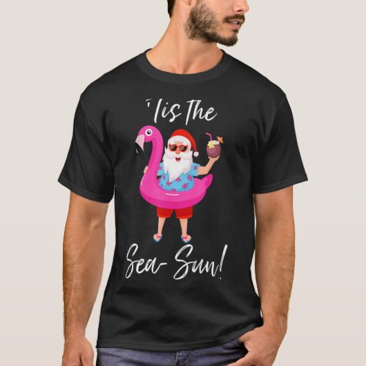 Santa Claus Flamingo Float Dit is het Zee Zon Kers T-shirt (Voorkant)