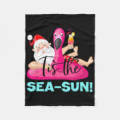 Santa Claus Flamingo Float Tis The Sea-sun Christm Fleece Deken (Voorkant)