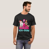 Santa Claus Flamingo Float Tis The Sea-sun Christm T-shirt (Voorkant volledig)