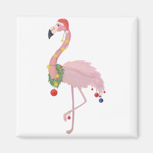 santa claus flamingo magneet (Voorkant)