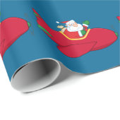 Santa-Claus-Flying-A-Plane-and-Waving Cadeaupapier (Rol Hoek)
