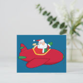 Santa-Claus-Flying-A-Plane-and-Waving Feestdagenkaart (Staand voorkant)