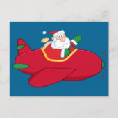 Santa-Claus-Flying-A-Plane-and-Waving Feestdagenkaart (Voorkant)