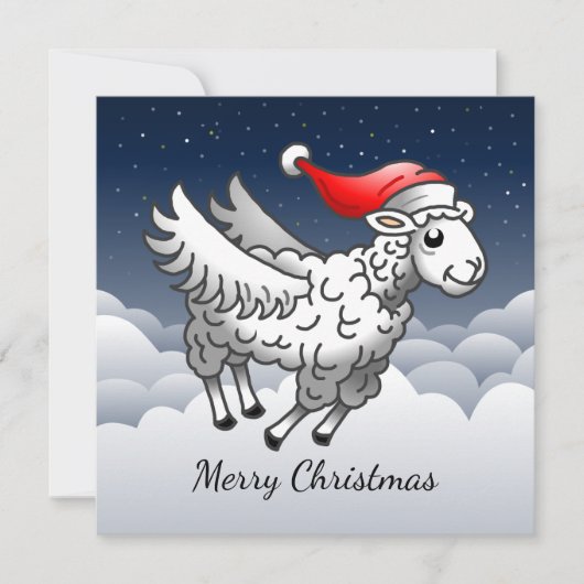 Santa Claus Flying Christmas Sheep Feestdagenkaart (Voorkant)