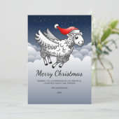Santa Claus Flying Christmas Sheep Feestdagenkaart (Staand voorkant)