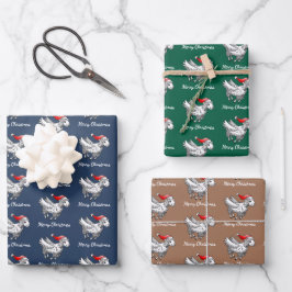 Santa Claus Flying Christmas Sheep Inpakpapier Vel