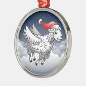Santa Claus Flying Christmas Sheep Metalen Ornament (Links)