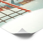 Santa Claus Flying over Snowclad Village Kerstmis Poster (Hoek)
