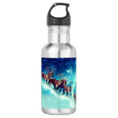 Santa Claus Flying with Reindeer Waterfles (Voorkant)