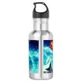 Santa Claus Flying with Reindeer Waterfles (Achterkant)