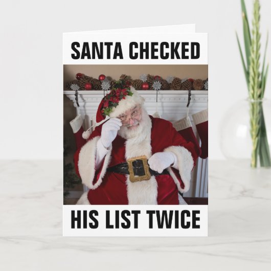 SANTA CLAUS FUNNY CHRISTMAS CARDS, NAUWHTY LIST CA KAART (Voorkant)