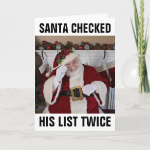 SANTA CLAUS FUNNY CHRISTMAS CARDS, NAUWHTY LIST CA KAART