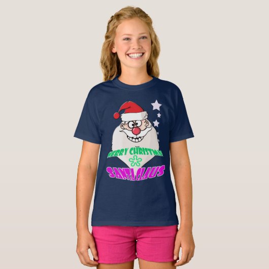 Santa Claus Funny Girl T-shirt (Voorkant volledig)