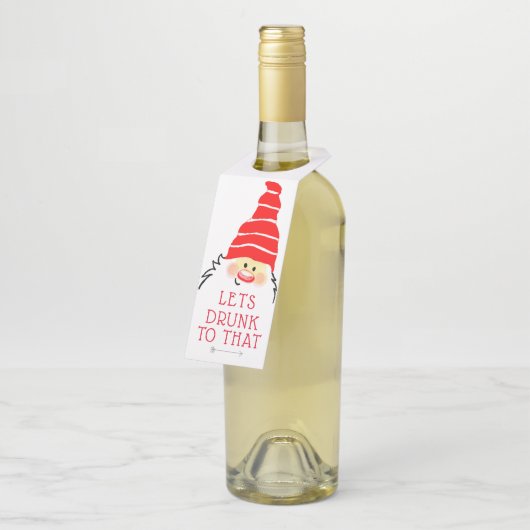 Santa Claus Funny Hostess Gift Wine Flessenhanger (Schuin)