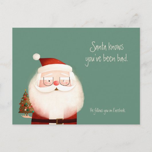 Santa Claus Funny Quote dat je slecht Briefkaart b (Voorkant)