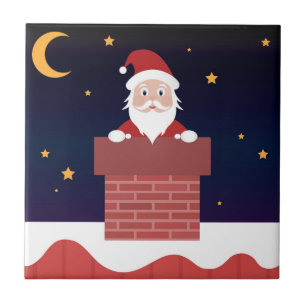 Santa Claus gaat de schoorsteen in de kerstnacht Tegeltje