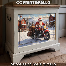 Santa Claus gaat op vakantie met een fiets in de s Tissuepapier