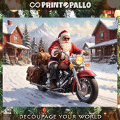 Santa Claus gaat op vakantie met een fiets in de s Tissuepapier