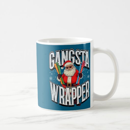 Santa Claus Gangsta Wrapper Funny Christmas  Koffiemok (Rechts)