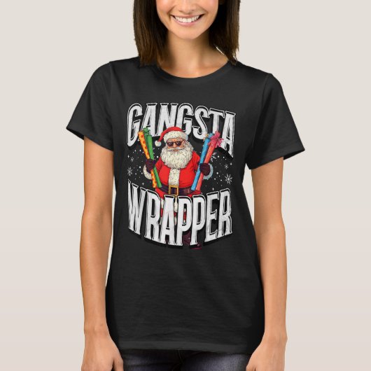 Santa Claus Gangsta Wrapper Funny Christmas  T-shirt (Voorkant)