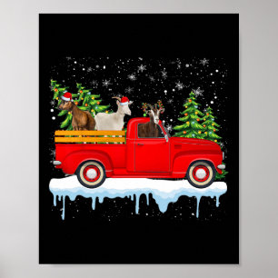 Santa Claus Geit Ride Rode Vrachtwagen Kerstboom K Poster