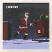 Santa Claus, geloof ik Glazen Onderzetter (Voorkant)
