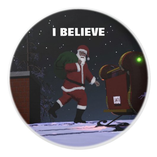 Santa Claus, geloof ik Keramische Knop (Voorkant)