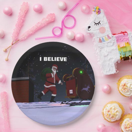 Santa Claus, geloof ik Papieren Bordje (Feest)