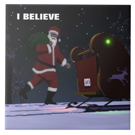 Santa Claus, geloof ik Tegeltje (Voorkant)
