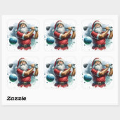 Santa Claus Genieten van een Spel Golf op een Zonn Vierkante Sticker (Vel)