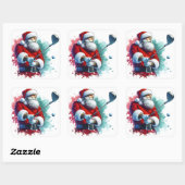 Santa Claus Genieten van een Winter Golf Game Buit Vierkante Sticker (Vel)