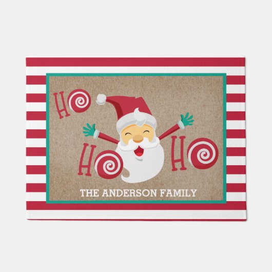 Santa Claus gepersonaliseerd kerstmonogram Deurmat (Voorkant)