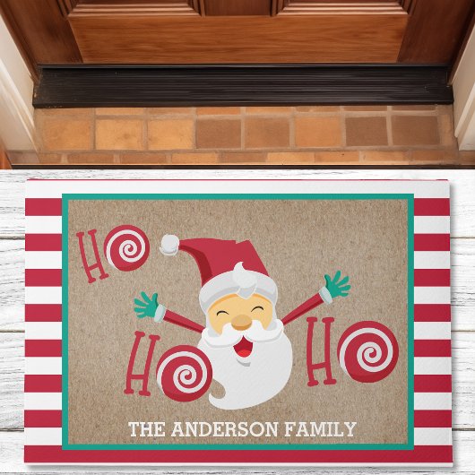 Santa Claus gepersonaliseerd kerstmonogram Deurmat