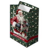 Santa Claus gepersonaliseerde cadeautas,  vakantie Medium Cadeauzakje (Voorkant Gekanteld)