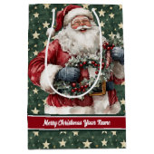 Santa Claus gepersonaliseerde cadeautas,  vakantie Medium Cadeauzakje (Voorkant)