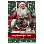 Santa Claus gepersonaliseerde cadeautas,  vakantie Medium Cadeauzakje (Achterkant)