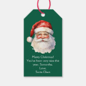 Santa Claus Gepersonaliseerde Groene Kinder Kerst Cadeaulabel (Voorkant)