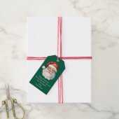 Santa Claus Gepersonaliseerde Groene Kinder Kerst Cadeaulabel (Met Touw)