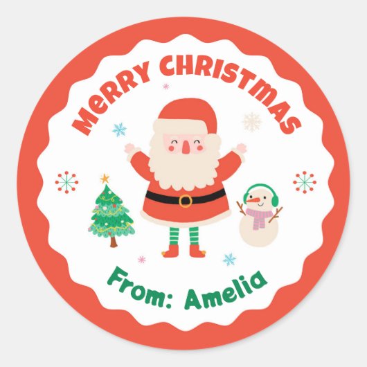 Santa Claus Gepersonaliseerde Kerst stickers (Voorkant)