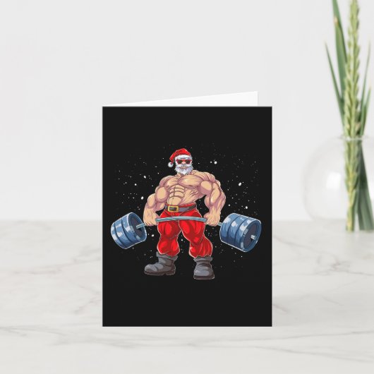 Santa Claus Gewichtheffen Fitness Kerstmis Bodybu Kaart (Voorkant)