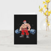 Santa Claus Gewichtheffen Fitness Kerstmis Bodybu Kaart (Gele Bloem)